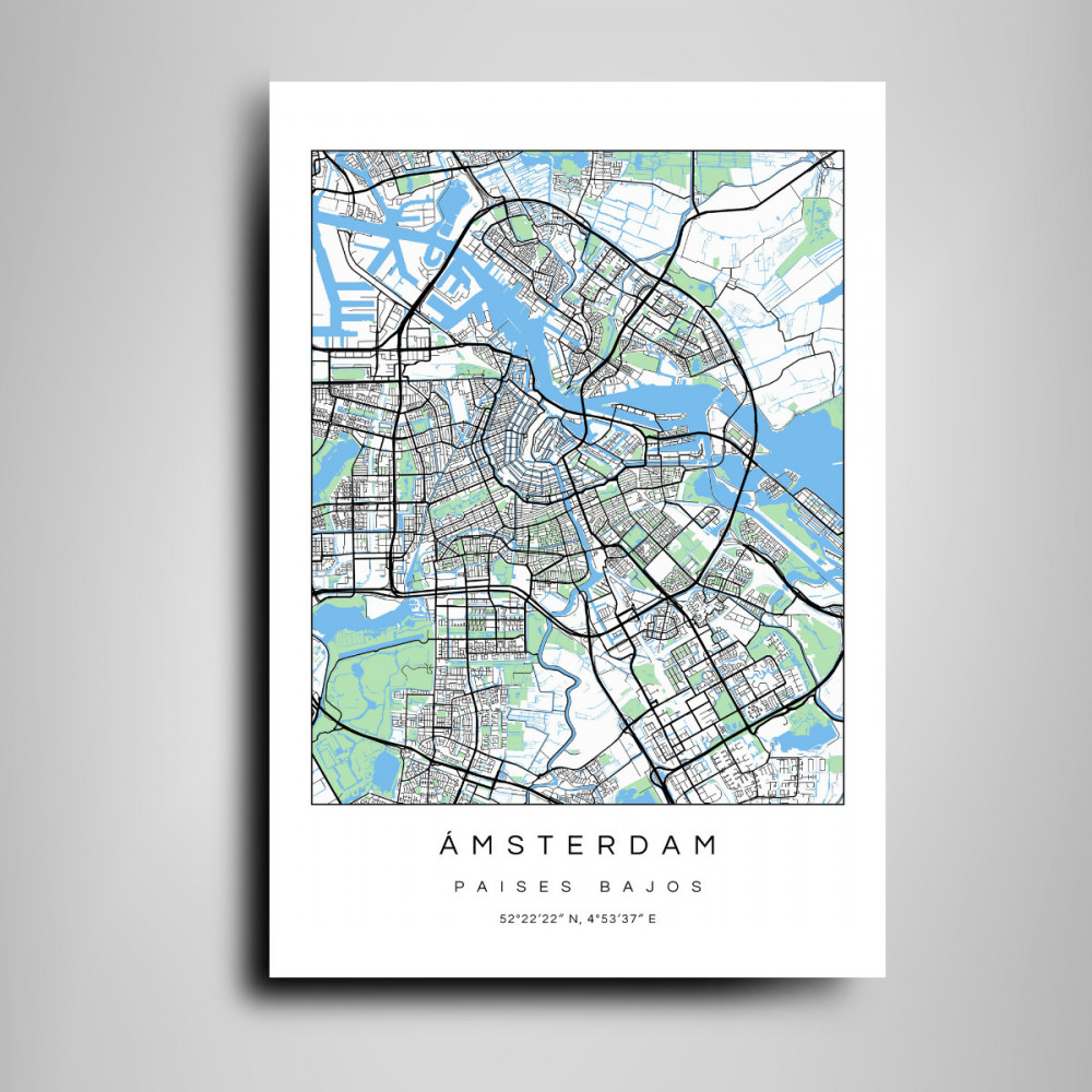 Mapa Amsterdam en Madera MDF