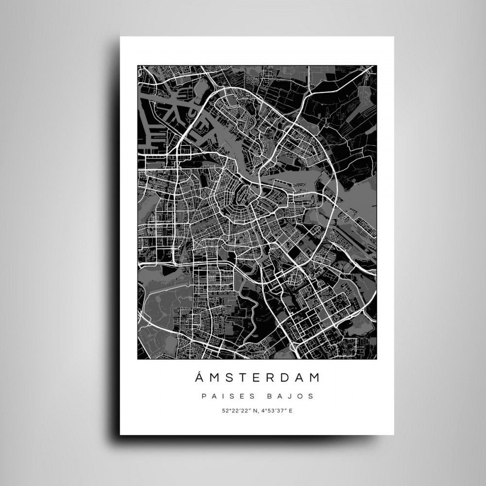 Mapa Amsterdam en Madera MDF