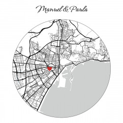 Mapa Circulo Personalizado para Parejas - Tu Lugar Especial con Nombres y Fecha