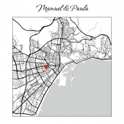 Mapa Cuadrado Personalizado para Parejas – Lugar Especial con Nombres y Fecha