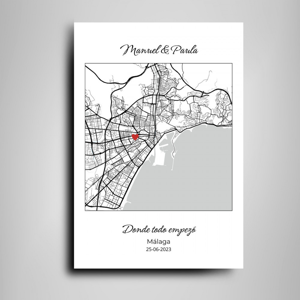 Mapa Cuadrado Personalizado para Parejas – Lugar Especial con Nombres y Fecha