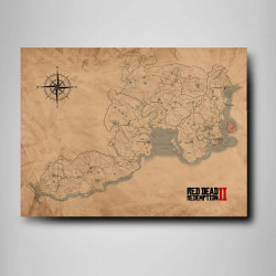 Mapa del Viejo Oeste - Red Dead Redemption 2 | Arte de Colección para Fans del Juego