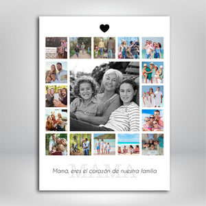 Cuadro para Mamá con Collage de Fotos – “Eres el Corazón de Nuestra Familia”