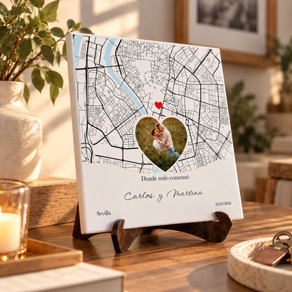 Azulejo Personalizado con Foto en Forma de Corazón