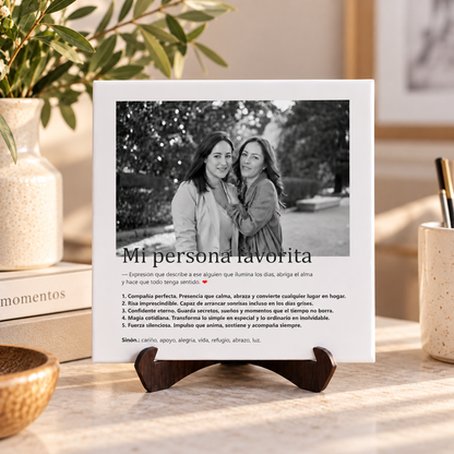 Azulejo Personalizado con Foto en Blanco y Negro y Definición de Mi Persona Favorita