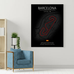 Cuadro Circuito Barcelona-Catalunya – Mapa Minimalista en Varios Colores