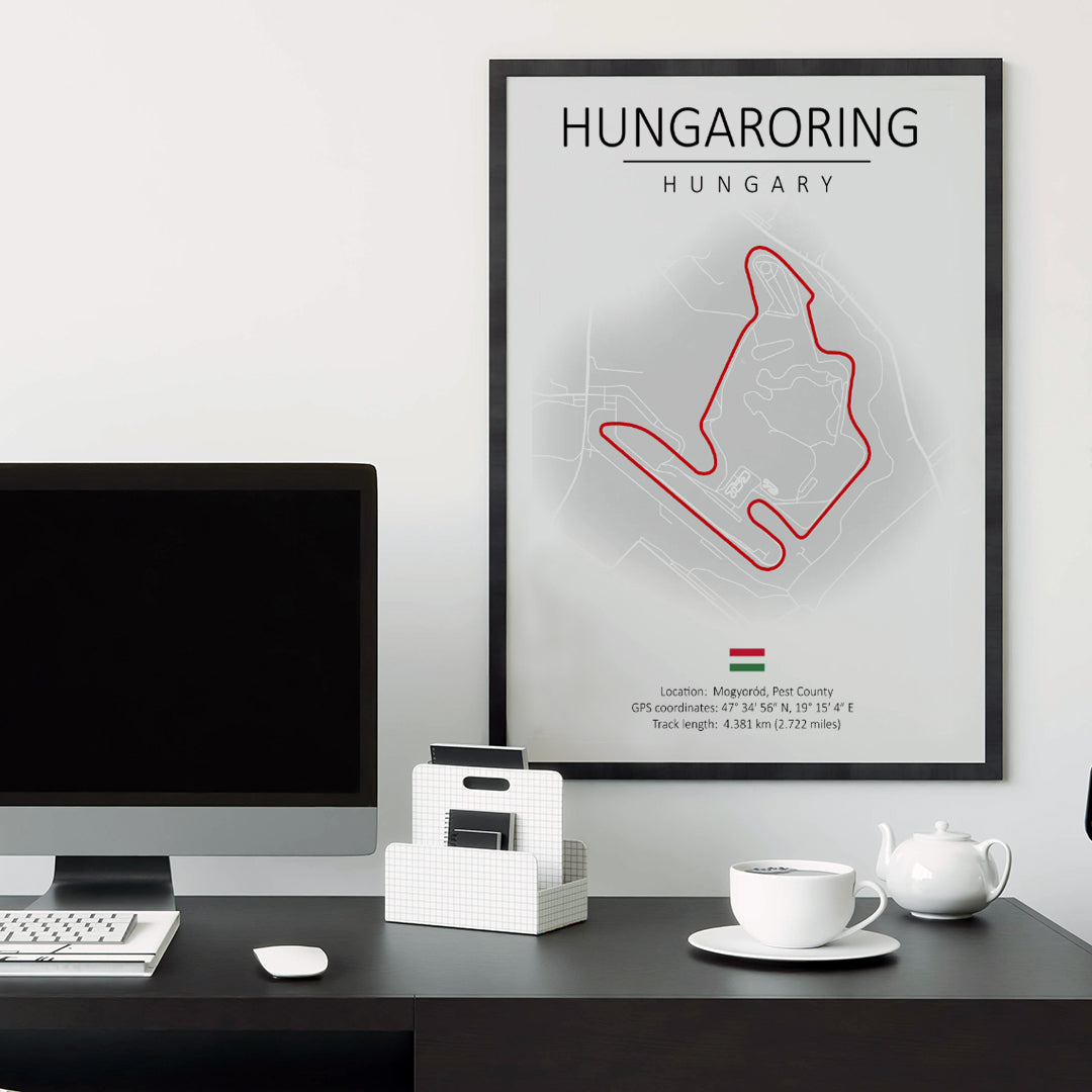Cuadro Circuito Hungaroring Hungría – Mapa Minimalista en Varios Colores