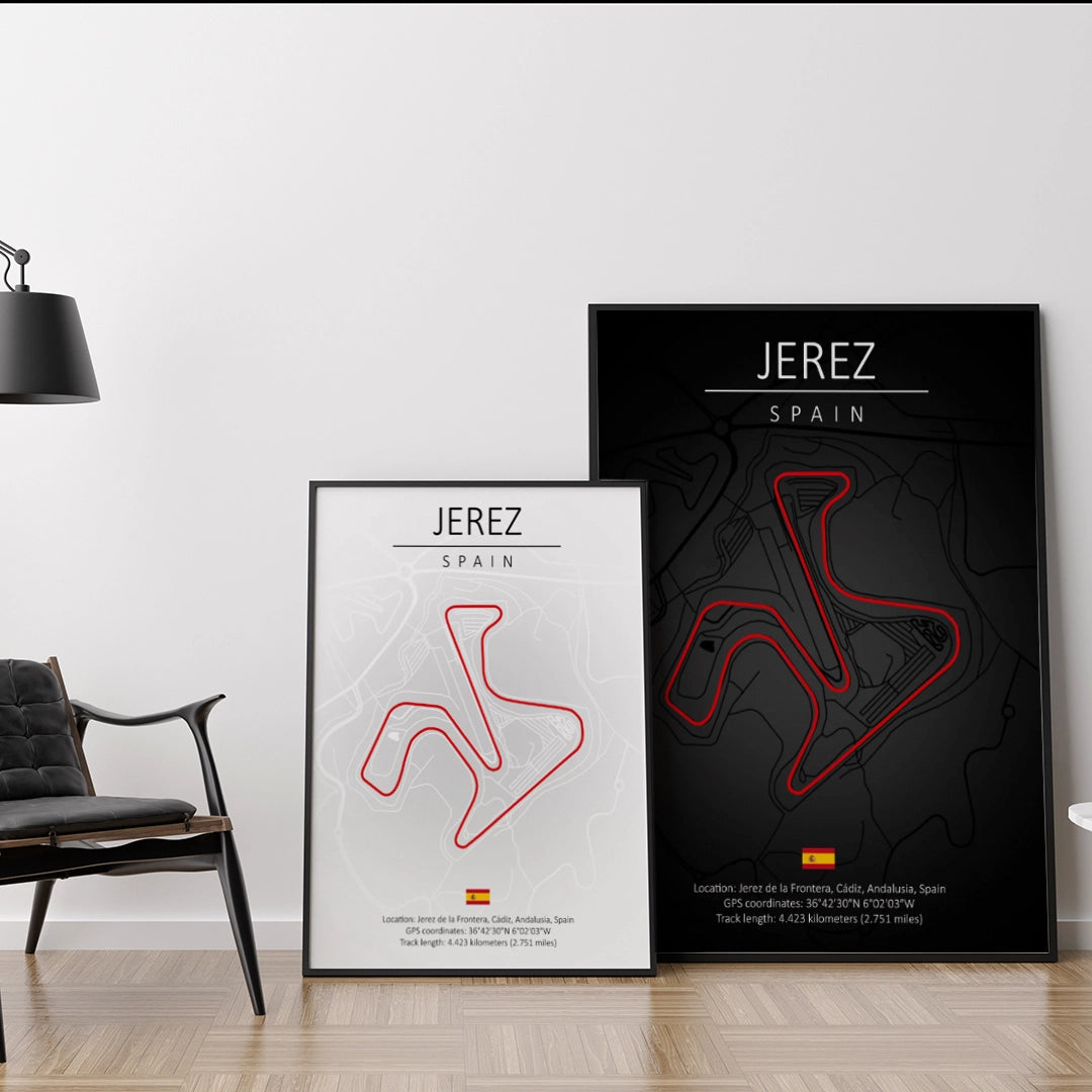 Cuadro Circuito Jerez Ángel Nieto España – Mapa Minimalista en Varios Colores