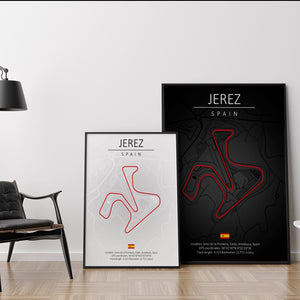 Cuadro Circuito Jerez Ángel Nieto España – Mapa Minimalista en Varios Colores