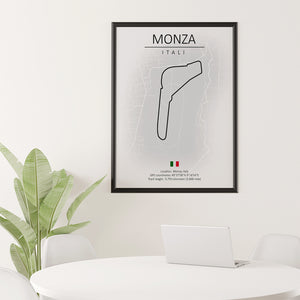 Cuadro Circuito Monza Italia – Mapa Minimalista en Varios Colores