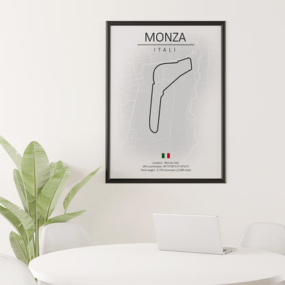 Cuadro Circuito Monza Italia – Mapa Minimalista en Varios Colores
