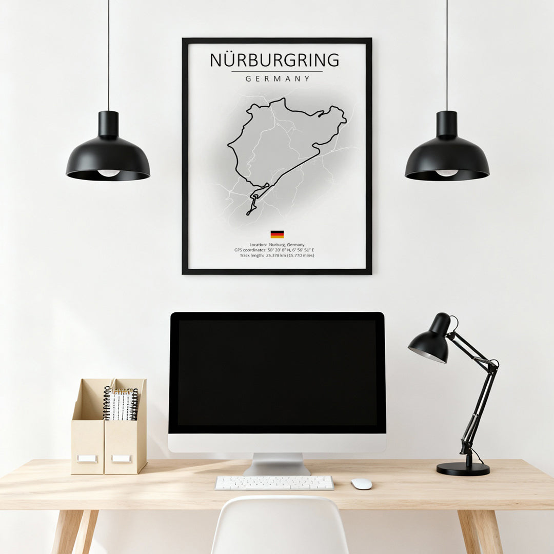 Cuadro Circuito Nürburgring Alemania – Mapa Minimalista en Varios Colores