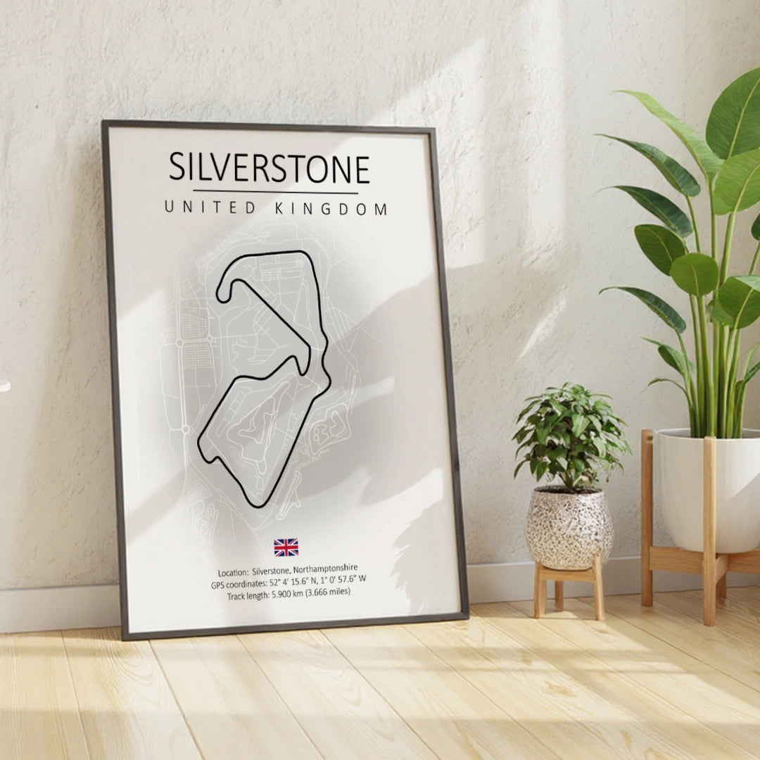 Cuadro Circuito Silverstone Reino Unido – Mapa Minimalista en Varios Colores