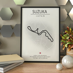 Cuadro Circuito Suzuka Japón – Mapa Minimalista en Varios Colores