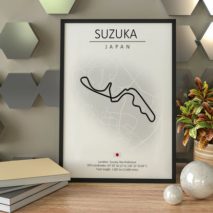 Cuadro Circuito Suzuka Japón – Mapa Minimalista en Varios Colores
