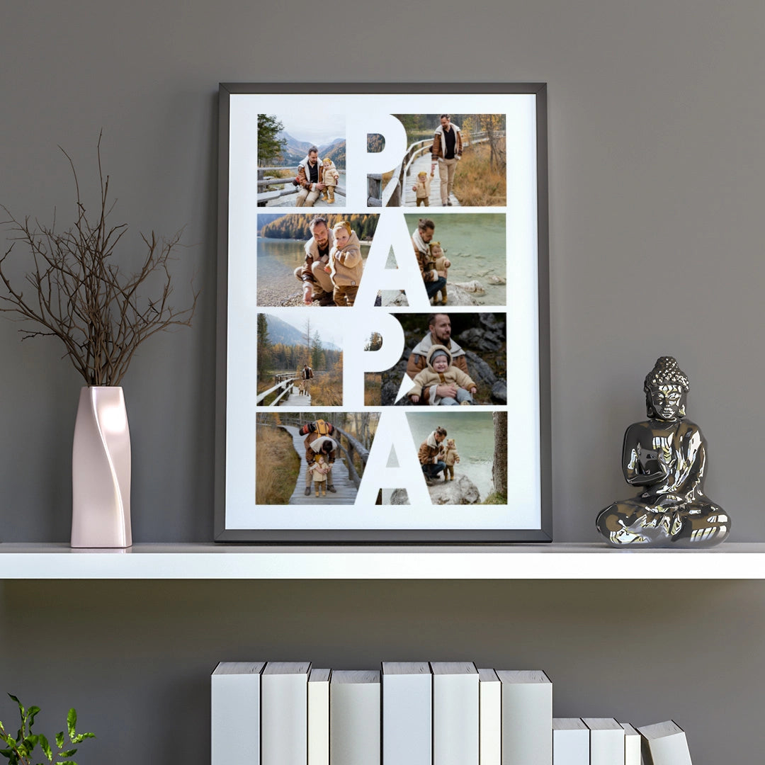 Cuadro Collage para Papá con 8 Fotos – Estilo Vintage o Moderno - Regalo personalizado para padres