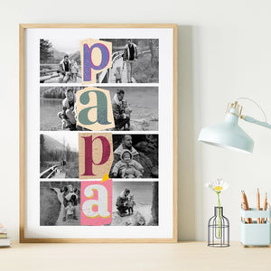 Cuadro Collage para Papá con 8 Fotos – Estilo Vintage o Moderno - Regalo personalizado para padres