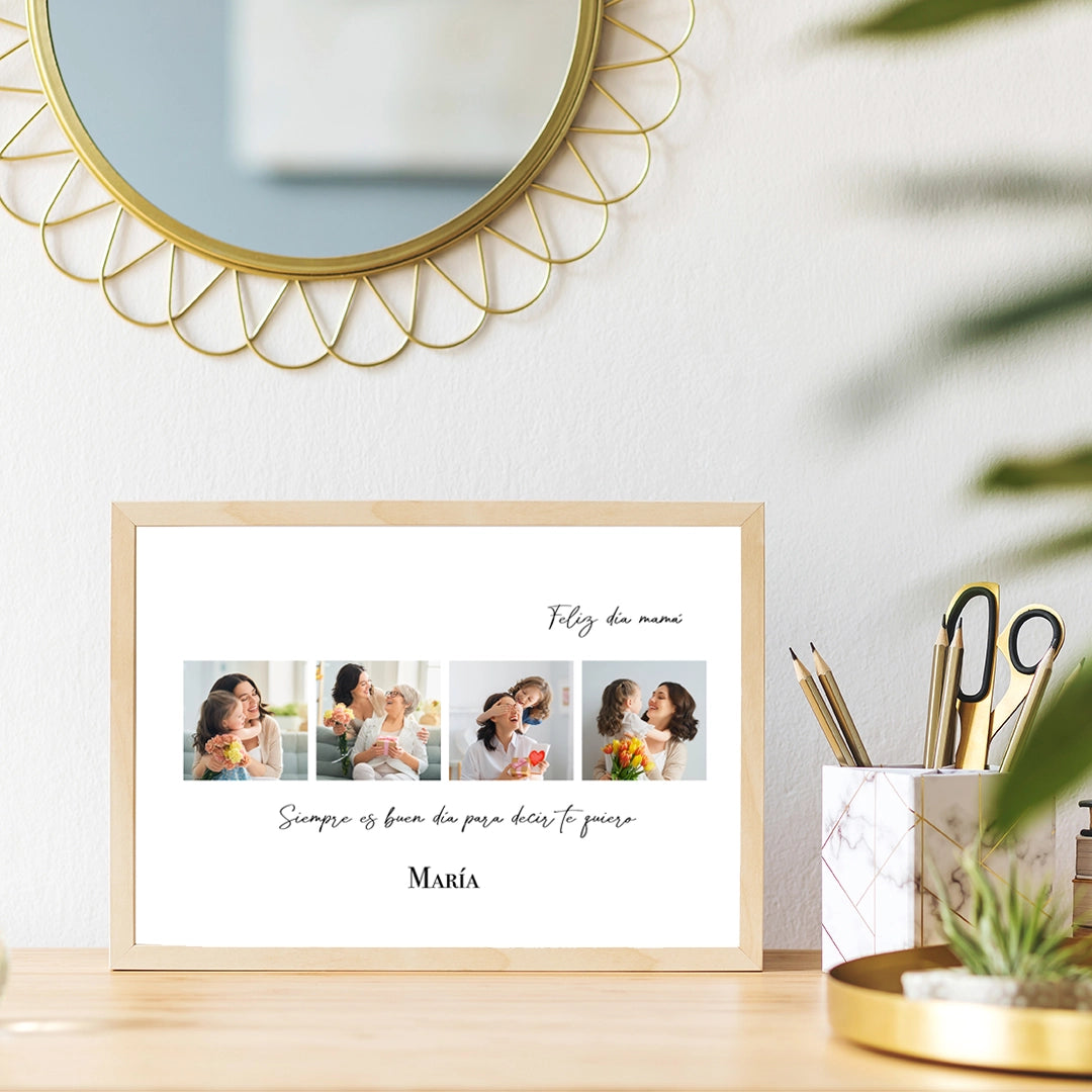Cuadro Feliz Día Mamá Personalizado – Collage con Fotos y Dedicatoria