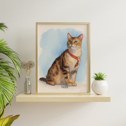 Cuadro Gato Acuarela