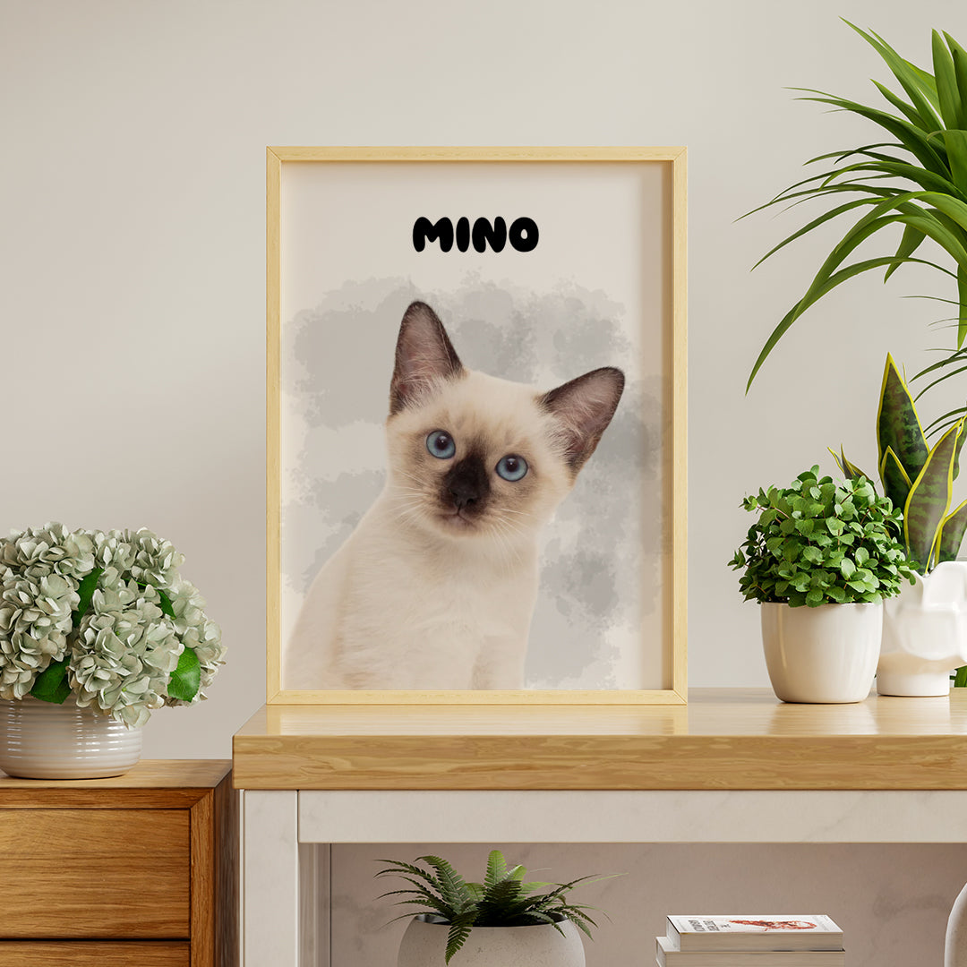 Cuadro Gato Personalizado – Retrato con Foto y Nombre