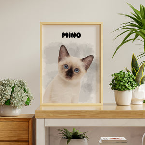 Cuadro Gato Personalizado – Retrato con Foto y Nombre