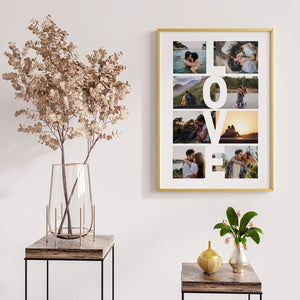 Cuadro Love Collage Vintage 8 Fotos Personalizadas - Regalo Original para Parejas