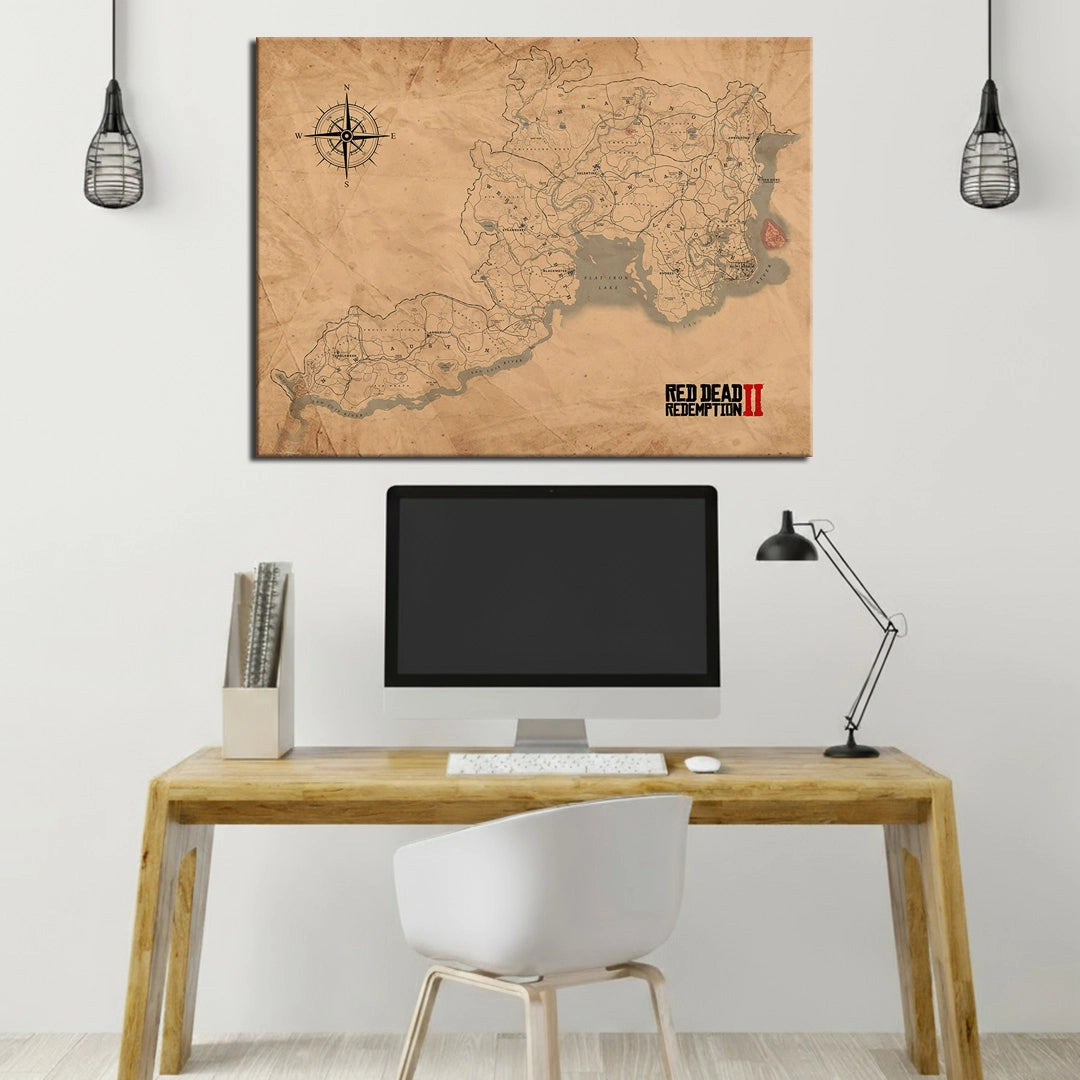 Cuadro Mapa Red Dead Redemption II - El Viejo Oeste en tu Pared