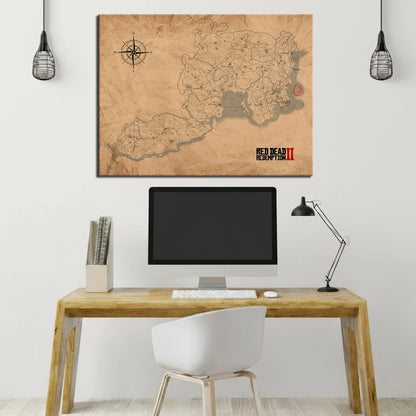 Cuadro Mapa Red Dead Redemption II - El Viejo Oeste en tu Pared