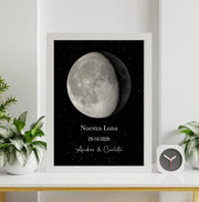 Cuadro Personalizado “Nuestra Luna” – Fase Lunar de la Fecha Elegida con Nombres