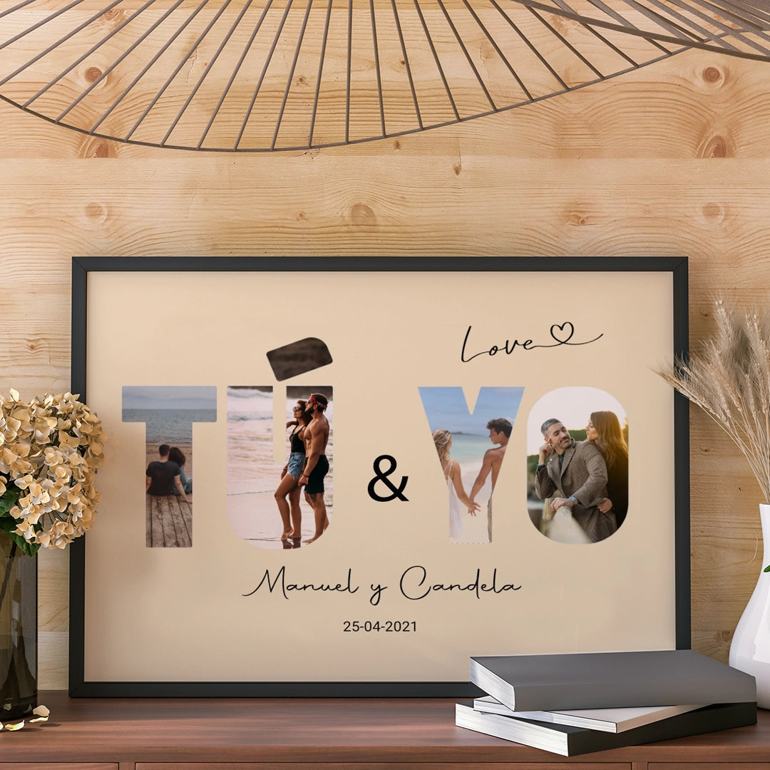 Cuadro Personalizado “Tú & Yo” – Con Fotos, Nombres y Fecha – Regalo Romántico para Parejas