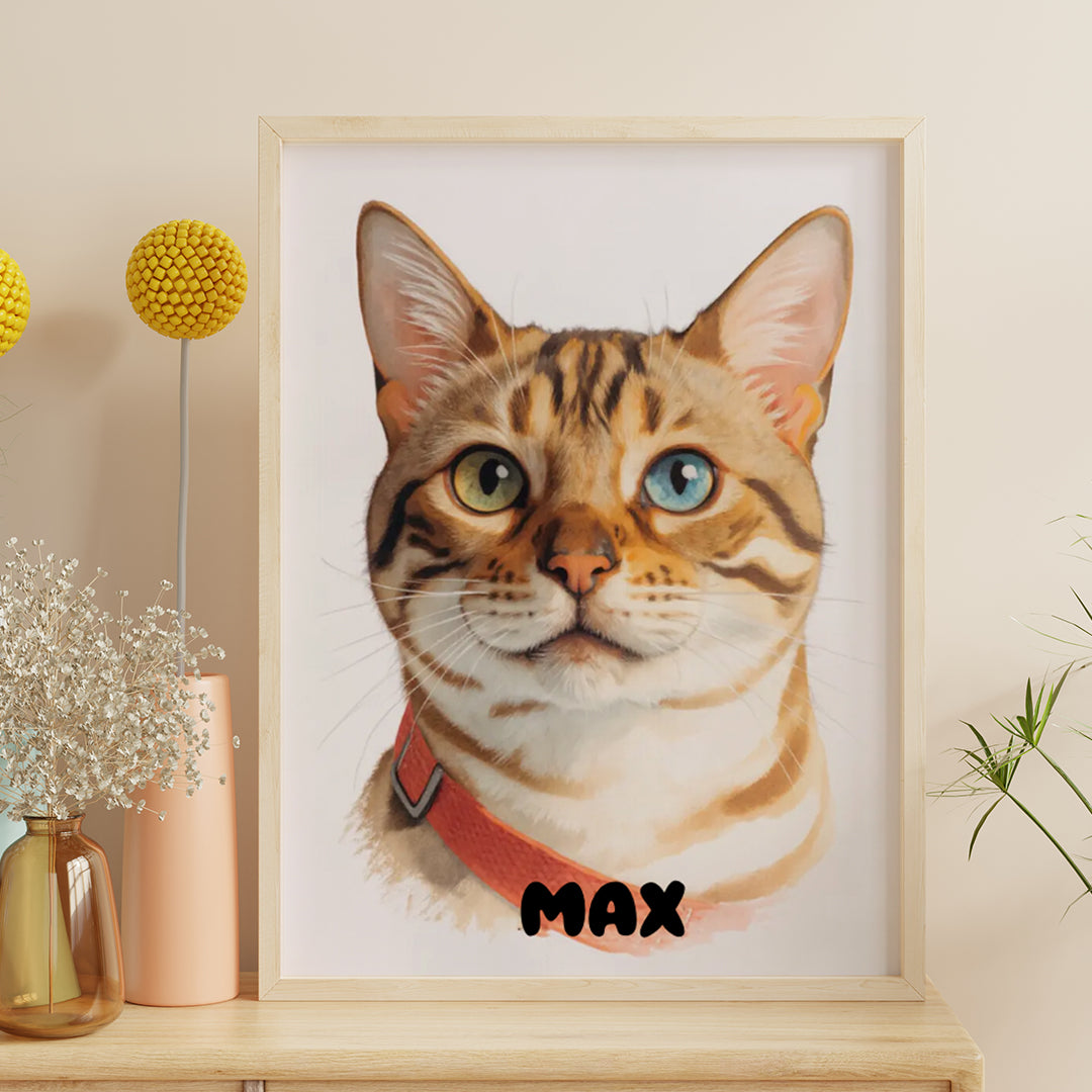 Cuadro Retrato Gato Acuarela