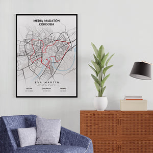 Cuadro Running Personalizado – Mapa Media Maratón o Cualquier Carrera (GPX / Strava)