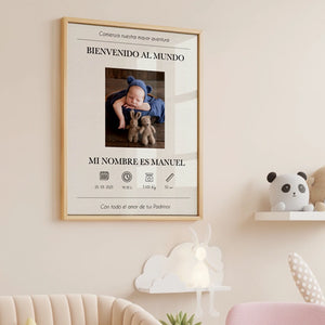 Cuadro “Bienvenido al Mundo” Personalizado Recién Nacido – Datos de Nacimiento