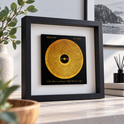 Marco Letra de canción en espiral y fondo dorado