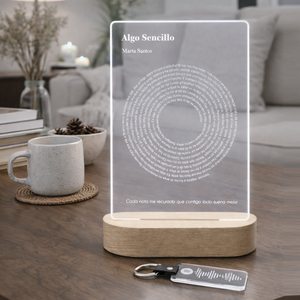 Lámpara metacrilato grabada láser Texto Canción Vinilo