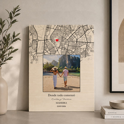 Mapa con foto Impresa en Madera