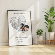 Mapa Corazón con Foto Personalizado para Parejas - Tu Lugar Especial con Nombres y Fecha