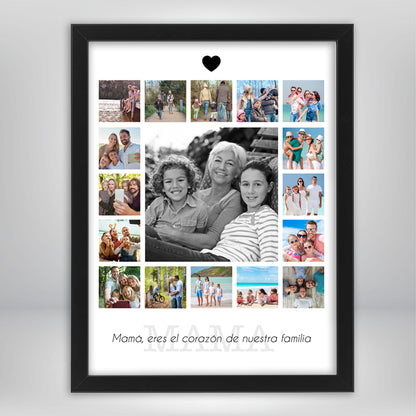 Cuadro para Mamá con Collage de Fotos – “Eres el Corazón de Nuestra Familia”