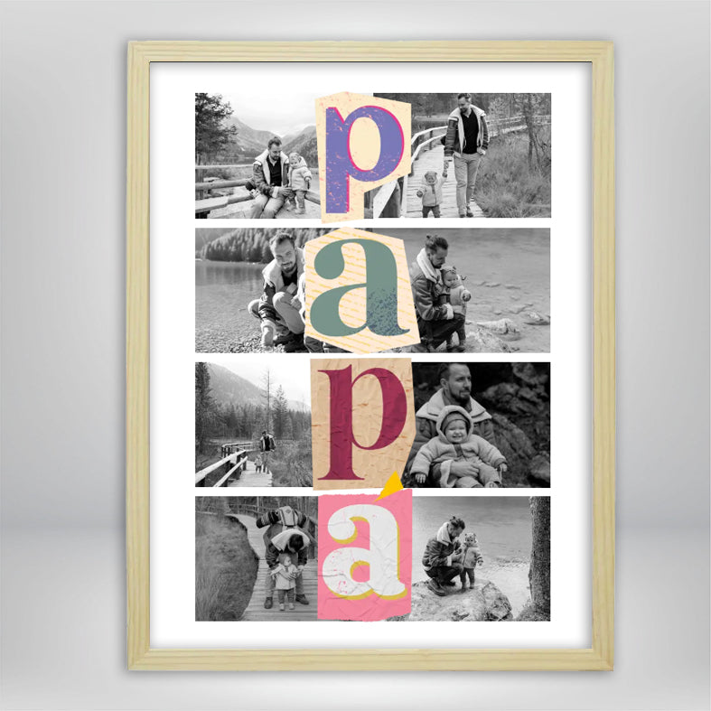 Cuadro Collage para Papá con 8 Fotos – Estilo Vintage o Moderno - Regalo personalizado para padres