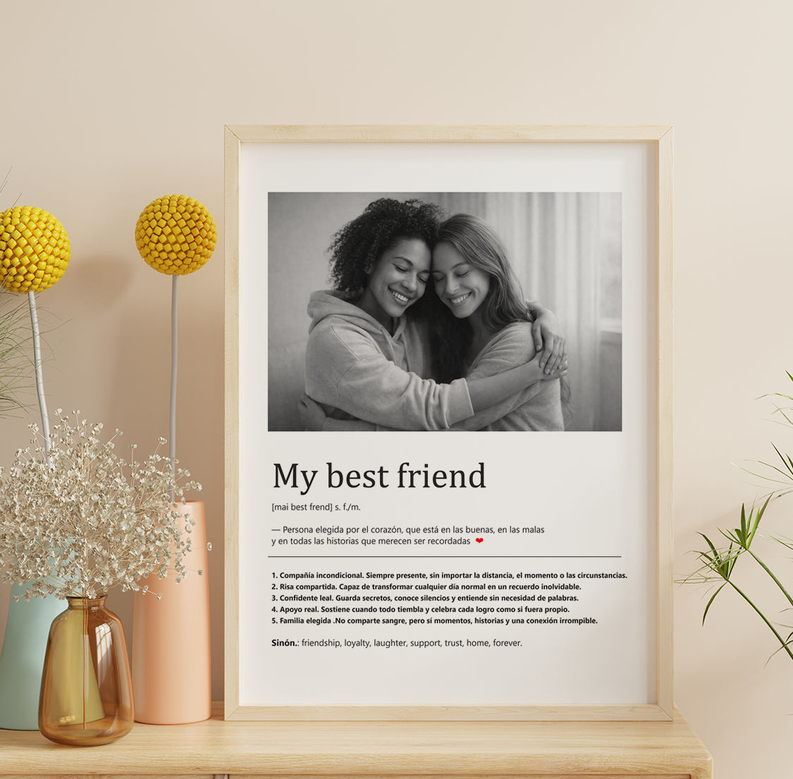 Cuadro Significado Best Friend - Regalo emotivo para Amigos