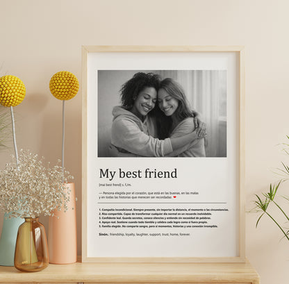 Cuadro Significado Best Friend - Regalo emotivo para Amigos