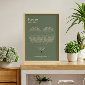 Cuadro Personalizado con Letra de Canción en Forma de Corazón - Regalo para Parejas