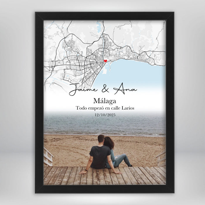 Cuadro Personalizado con Mapa de Lugar Especial y Foto Difuminada - El Regalo Ideal para tu Pareja