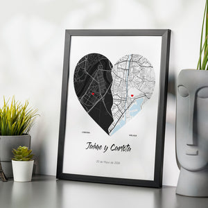 Mapa  Dúo Corazón- Tus Lugares Especiales con Nombres y Fecha