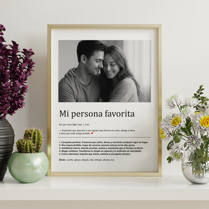 Cuadro Significado Mi persona favorita - Regalo emotivo para un amigo o pareja (Copia)