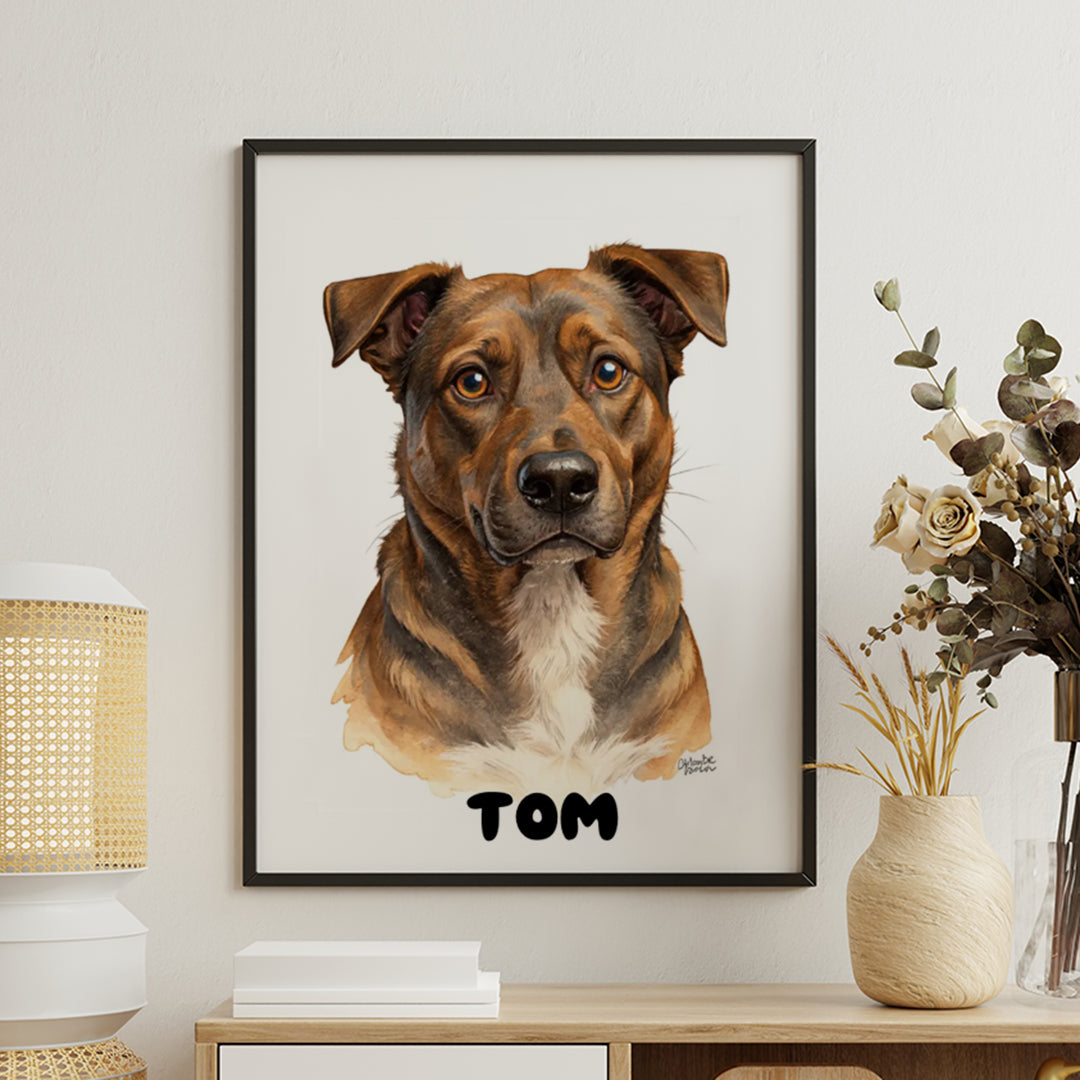 Cuadro Retrato Mascota Acuarela