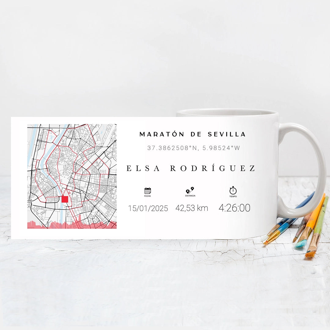 Taza Personalizada mapa  carrera