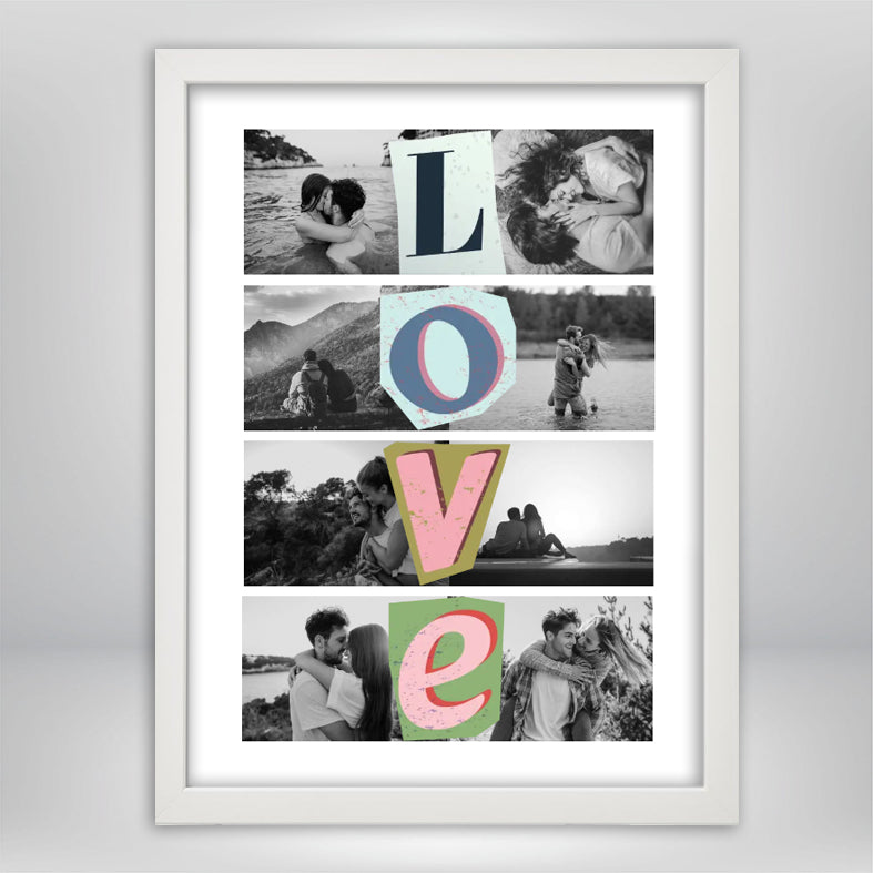 Cuadro Love Collage Vintage 8 Fotos Personalizadas - Regalo Original para Parejas
