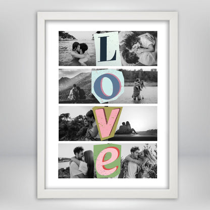 Cuadro Love Collage Vintage 8 Fotos Personalizadas - Regalo Original para Parejas
