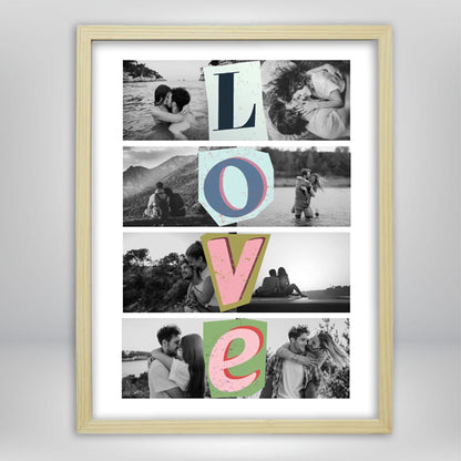 Cuadro Love Collage Vintage 8 Fotos Personalizadas - Regalo Original para Parejas